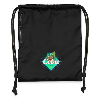 Cebu Insel Philippinen Kokosnuss Retro Souvenir - Turnbeutel aus Recycling-Material - Schwarz - Vorne
