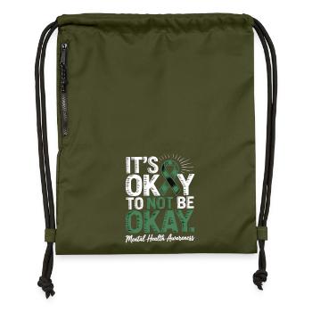 Mental Health Awareness – It’s Okay Not Okay - Turnbeutel aus Recycling-Material - military Green - Vorne