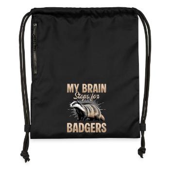 Funny Animal Badger - Gymsac made from recycled material - black - Front