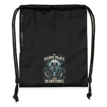 Friedhof Goth Humor My Happy Place Has Headstones - Turnbeutel aus Recycling-Material - Schwarz - Vorne