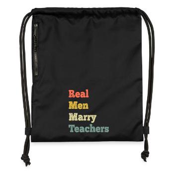 Real Men Marry Teachers - Gymsac made from recycled material - black - Front
