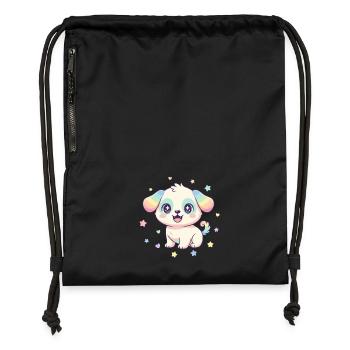 Pastel Star Pup - Gymsac made from recycled material - black - Front