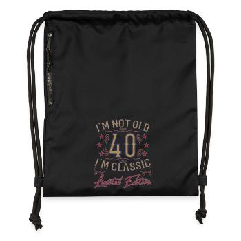 Dicton drôle du 40e anniversaire vintage - Sac à cordon en polyester recyclé - noir - Devant