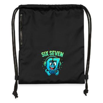 Six Seven Gamer Mascot Italian Brainrot Gaming - Gymsac made from recycled material - black - Front