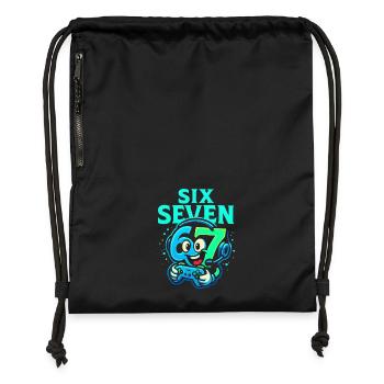 Six Seven Gamer Mascot Italian Brainrot Gaming - Gymsac made from recycled material - black - Front