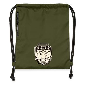 Kitty Boombox Wappen - Turnbeutel aus Recycling-Material - military Green - Vorne