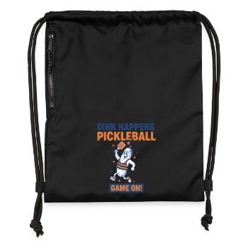 Pickleball Dink se passe Joueur drôle - Sac à cordon en polyester recyclé - noir - Devant