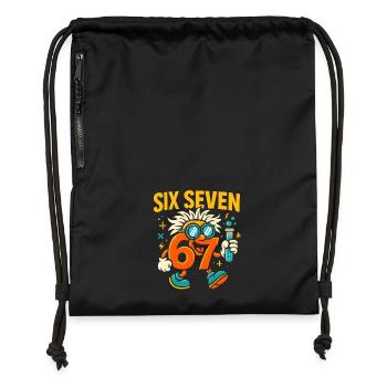 Six Seven 67 Science Humor Nerd Gift Idea - Gymsac made from recycled material - black - Front