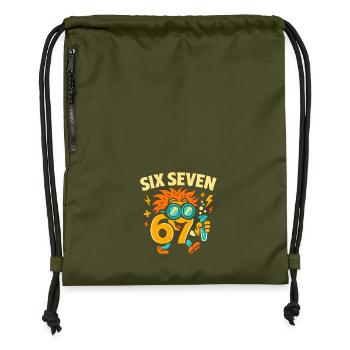 Six Seven 67 Science Humor Nerd Gift Idea - Gymsac made from recycled material - military green - Front