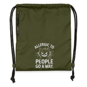 Chat allergique aux gens, drôle - Sac à cordon en polyester recyclé - military green - Devant