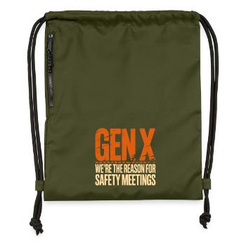 Gen X: Grund für Sicherheitsmeetings - Turnbeutel aus Recycling-Material - military Green - Vorne