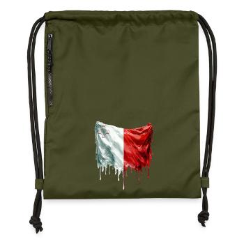 Maltese Flag Colorful Paint - Gymsac made from recycled material - military green - Front