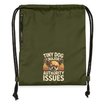Kleiner Hund, großes Ego | Chihuahua Spruch - Turnbeutel aus Recycling-Material - military Green - Vorne
