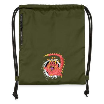 Alien Monster 3D Shirt - Gymsac made from recycled material - military green - Front