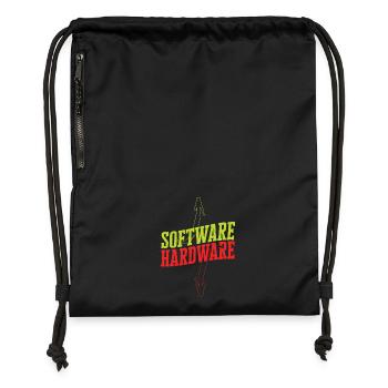 Funny IT Saying Software Hardware Word Game - Gymsac made from recycled material - black - Front