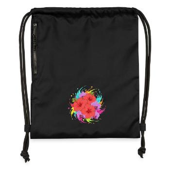 Hibiscus color explosion - Gymsac made from recycled material - black - Front