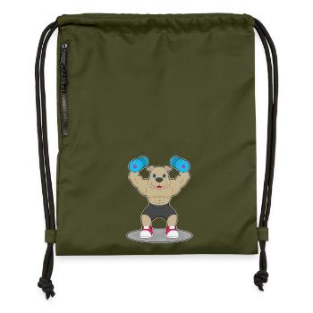 Hund Bodybuilder Hanteln Bodybuilding - Turnbeutel aus Recycling-Material - military Green - Vorne