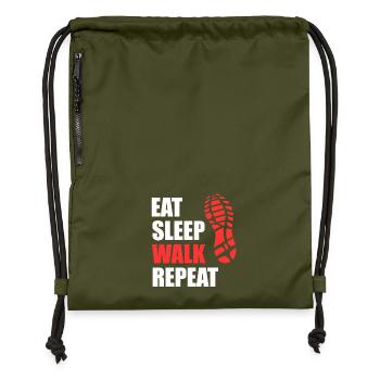 Eat Sleep Walk Repeat - Shoe Print Hiking - Gymsac made from recycled material - military green - Front