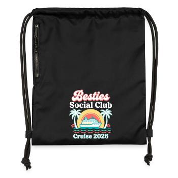 Besties Social Club Cruise 2026 Retro Design - Gymsac made from recycled material - military green - Front
