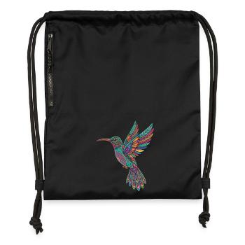 Alebrije Hummingbird Mexican Folk - Gymsac made from recycled material - black - Front