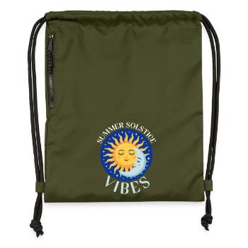Litha Pagan Summer Solstice Midsummer Midsommar - Gymsac made from recycled material - military green - Front