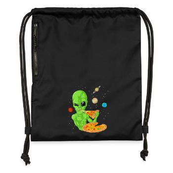 Alien Pizza Space Shirt - Gymsac made from recycled material - military green - Front