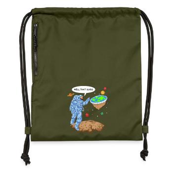 Flat Earth Astronaut Shirt - Gymsac made from recycled material - military green - Front
