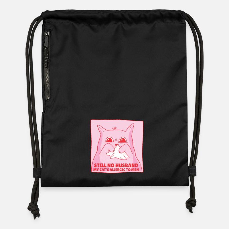 Pas de chat marié qui dit - Sac à cordon en polyester recyclé - noir