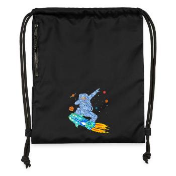 T-shirt spatial Astronaute en hoverboard - Sac à cordon en polyester recyclé - noir - Devant