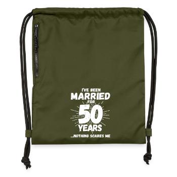 50 Years Married - Nothing Scares Me - Gymsac made from recycled material - military green - Front