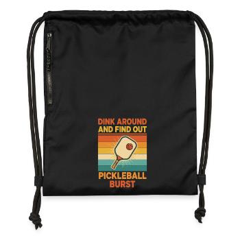 Pickleball spielt herum und findet den lustigen Spieler heraus - Turnbeutel aus Recycling-Material - Schwarz - Vorne