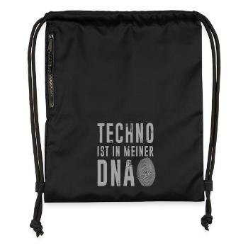 Techno DNA Fingerprint Motiv - Turnbeutel aus Recycling-Material - Schwarz - Vorne