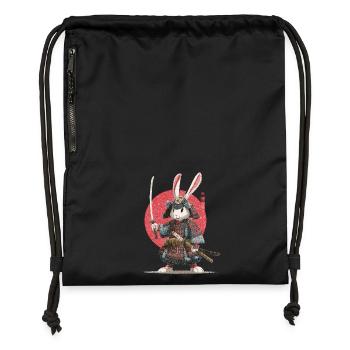 Bunny Samurai in Armor - Gymsac made from recycled material - black - Front