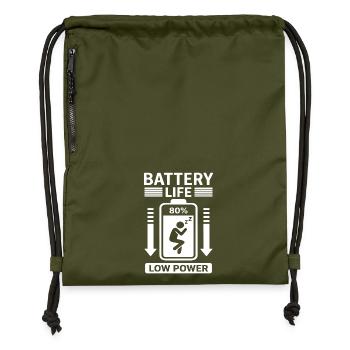 Battery Life Low Power Humor Battery Empty - Gymsac made from recycled material - military green - Front