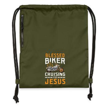 Favored Biker Cruising for Jesus Design - Gymsac made from recycled material - military green - Front