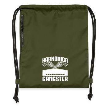 Harmonica Musican Gangster Harmonica - Turnbeutel aus Recycling-Material - military Green - Vorne