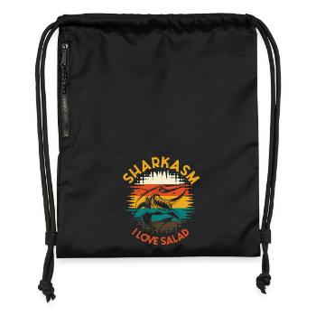Sharkasm I Love Salad Retro Hai Humor - Turnbeutel aus Recycling-Material - Schwarz - Vorne