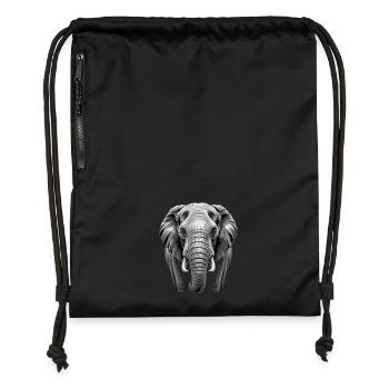 Elefantenkopf Elefant - Turnbeutel aus Recycling-Material - Schwarz - Vorne