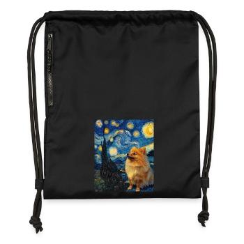 Zwergspitz Spitz Pomeranian - Sac à cordon en polyester recyclé - noir - Devant