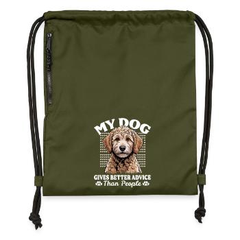 Goldendoodle Dog Breed - Gymsac made from recycled material - military green - Front
