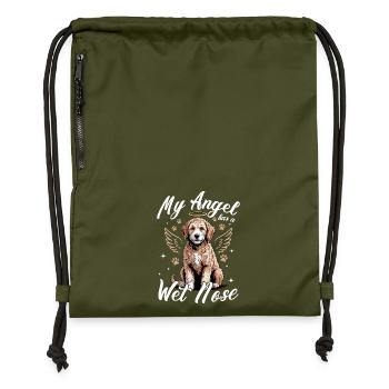 Race de chien Goldendoodle - Sac à cordon en polyester recyclé - military green - Devant