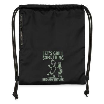 Lets Grill Something BBQ Adventure - Turnbeutel aus Recycling-Material - Schwarz - Vorne