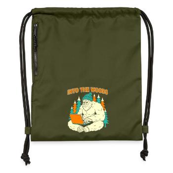 Sasquatch-Laptop im Wald - Turnbeutel aus Recycling-Material - military Green - Vorne