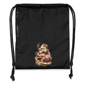 Rat de couleur Rat fantaisie Rat de la grande souris Rat domestique - Sac à cordon en polyester recyclé - noir - Devant