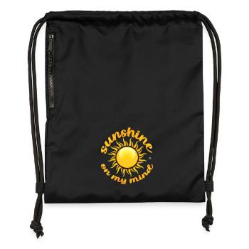Illustration du Soleil d’Or avec inscription - Sac à cordon en polyester recyclé - noir - Devant