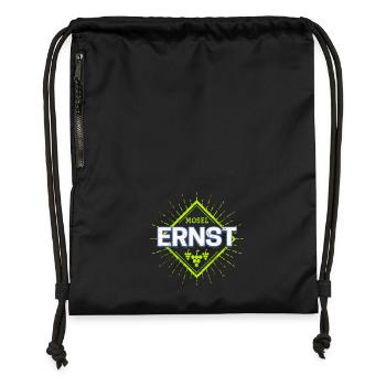 Ernst an der Mosel Retro Weintrauben Reben Design - Turnbeutel aus Recycling-Material - Schwarz - Vorne