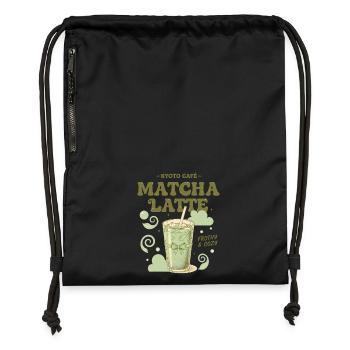 Kyoto Cafe Matcha Latte Schaumiger und gemütlicher Matcha-Tee - Turnbeutel aus Recycling-Material - Schwarz - Vorne