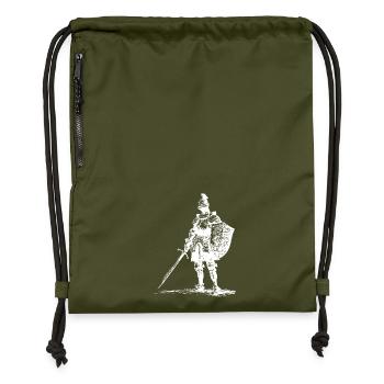 Ritter-Silhouette mit Schwert und Schild - Turnbeutel aus Recycling-Material - military Green - Vorne