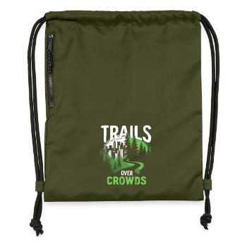 Trails Over Crowds Slow Hiking - Gymsac made from recycled material - military green - Front