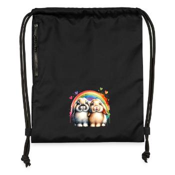 Don du Lapin Bélier Nain - Sac à cordon en polyester recyclé - noir - Devant
